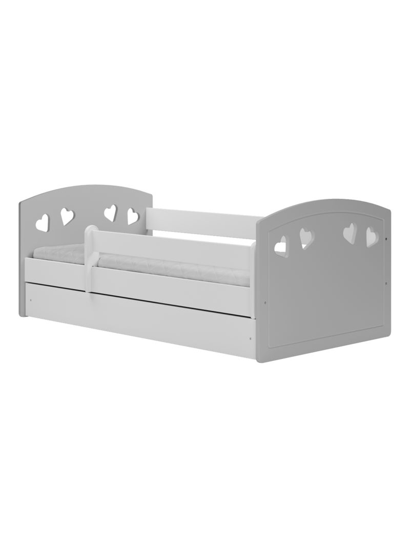 Lit Enfant à barrière 180x80 cm avec tiroir Gris - Kiabi