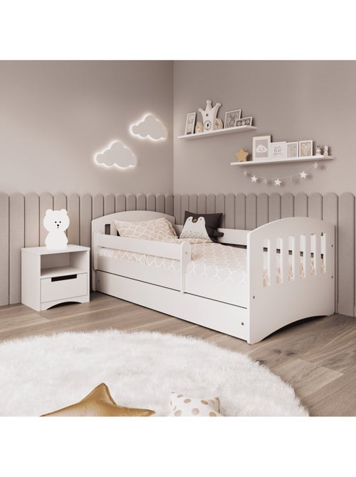 Lit Enfant à barrière 180x80cm avec tiroir et matelas inclus - CLASSIC - Kiabi