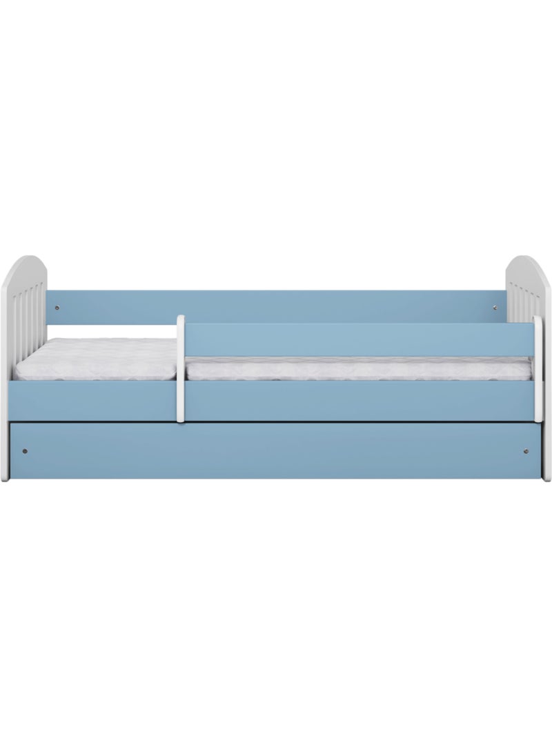Lit Enfant à barrière 180x80cm avec tiroir et matelas inclus - CLASSIC Bleu clair - Kiabi