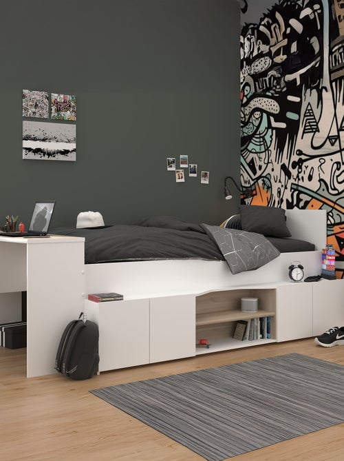 Lit enfant adaptable avec bureau et rangements - Kiabi