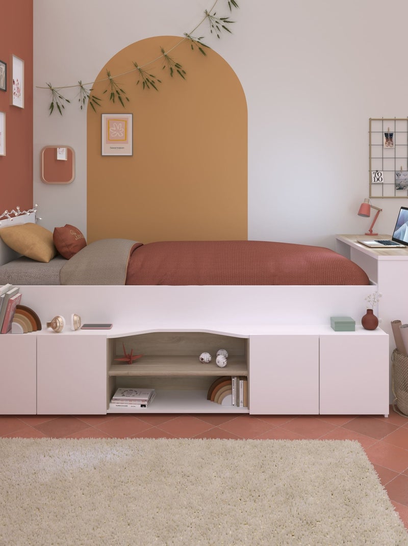 Lit enfant adaptable avec bureau et rangements Blanc - Kiabi