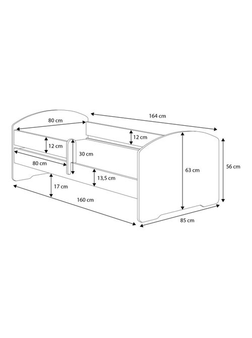 Lit enfant Aksel avec tiroir - sommier et matelas inclus - Kiabi