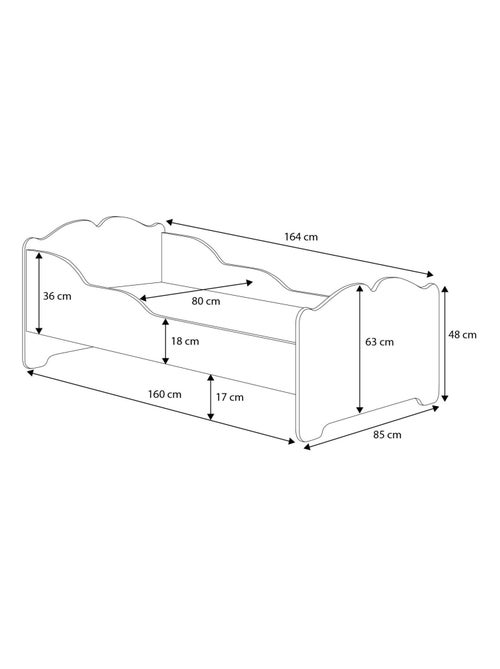 Lit enfant ALMENA avec matelas et cadre inclus - Kiabi