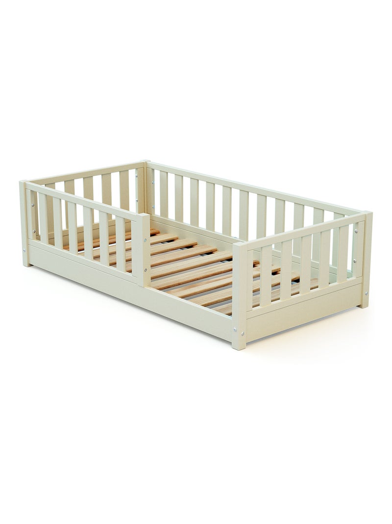Lit enfant au sol en bois 70x140 cm SONHO Blanc - Kiabi