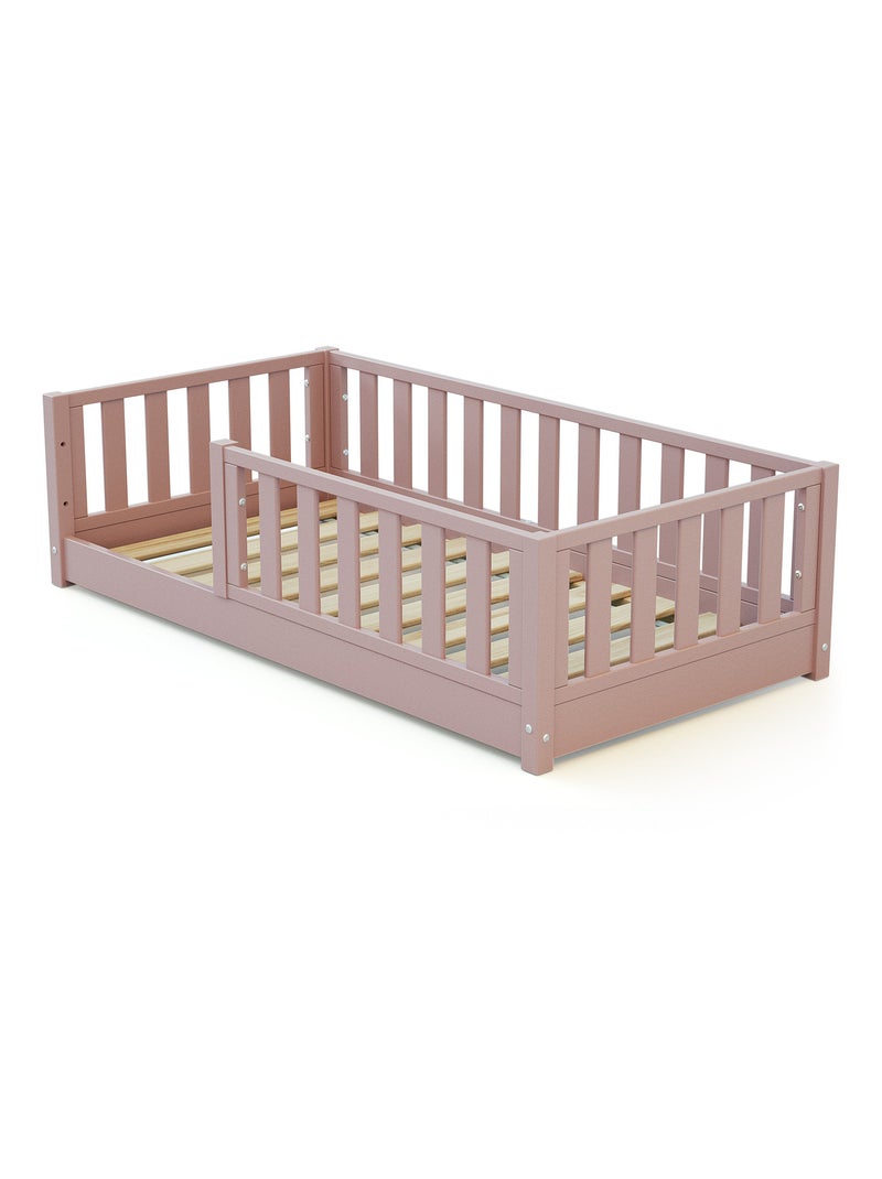 Lit enfant au sol en bois 70x140 cm SONHO Rose - Kiabi