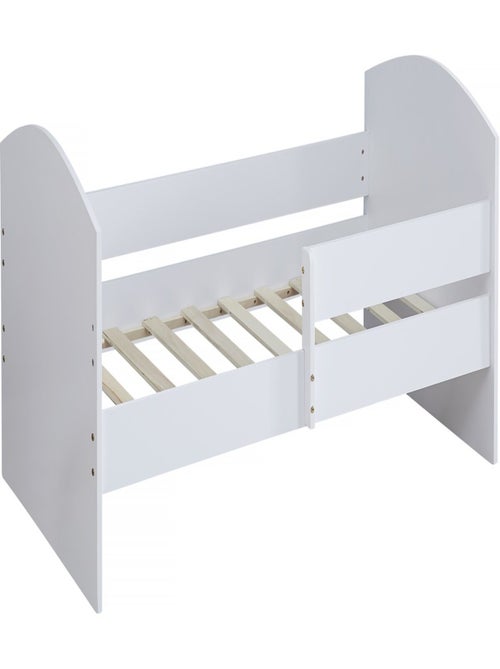 Lit enfant avec barrière "Victoria" - Bois - Blanc - 80 x 160 cm - Kiabi