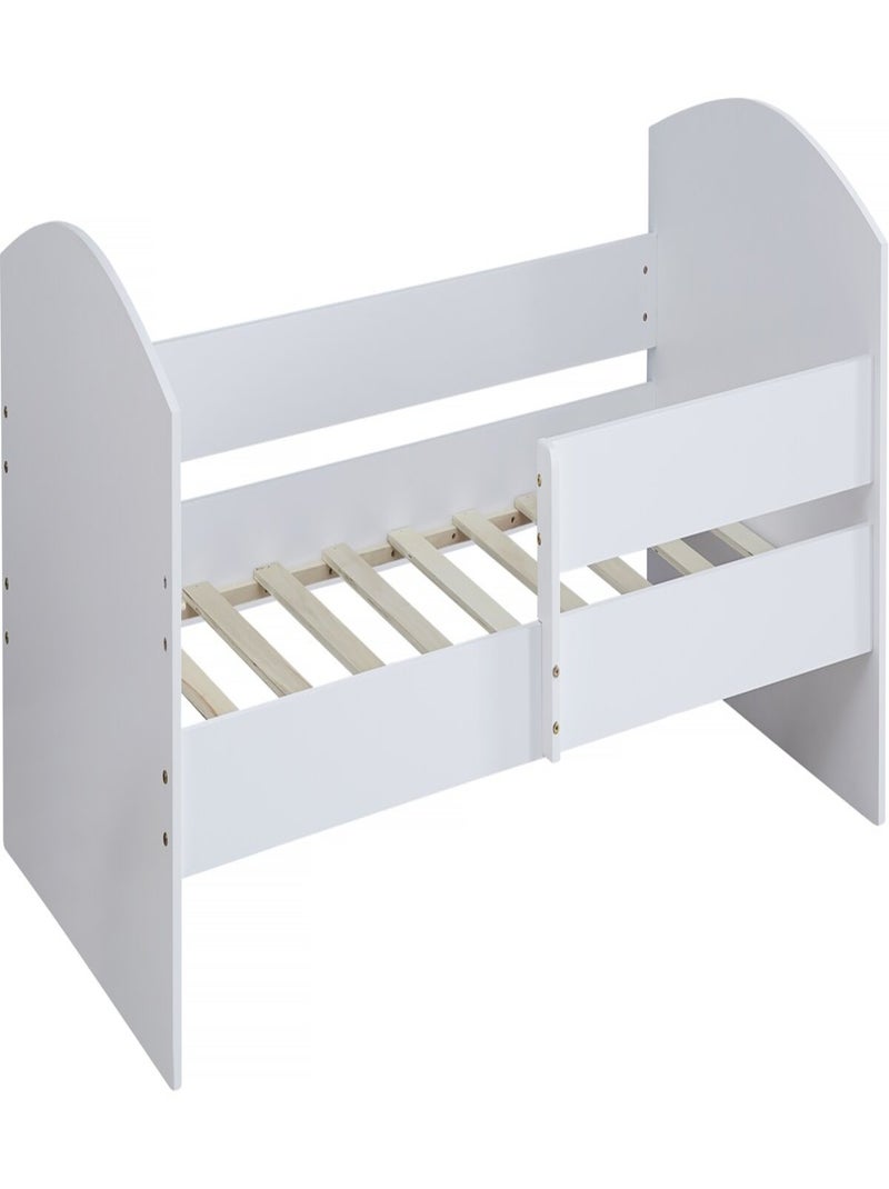 Lit enfant avec barrière "Victoria" - Bois - Blanc - 80 x 160 cm Blanc - Kiabi