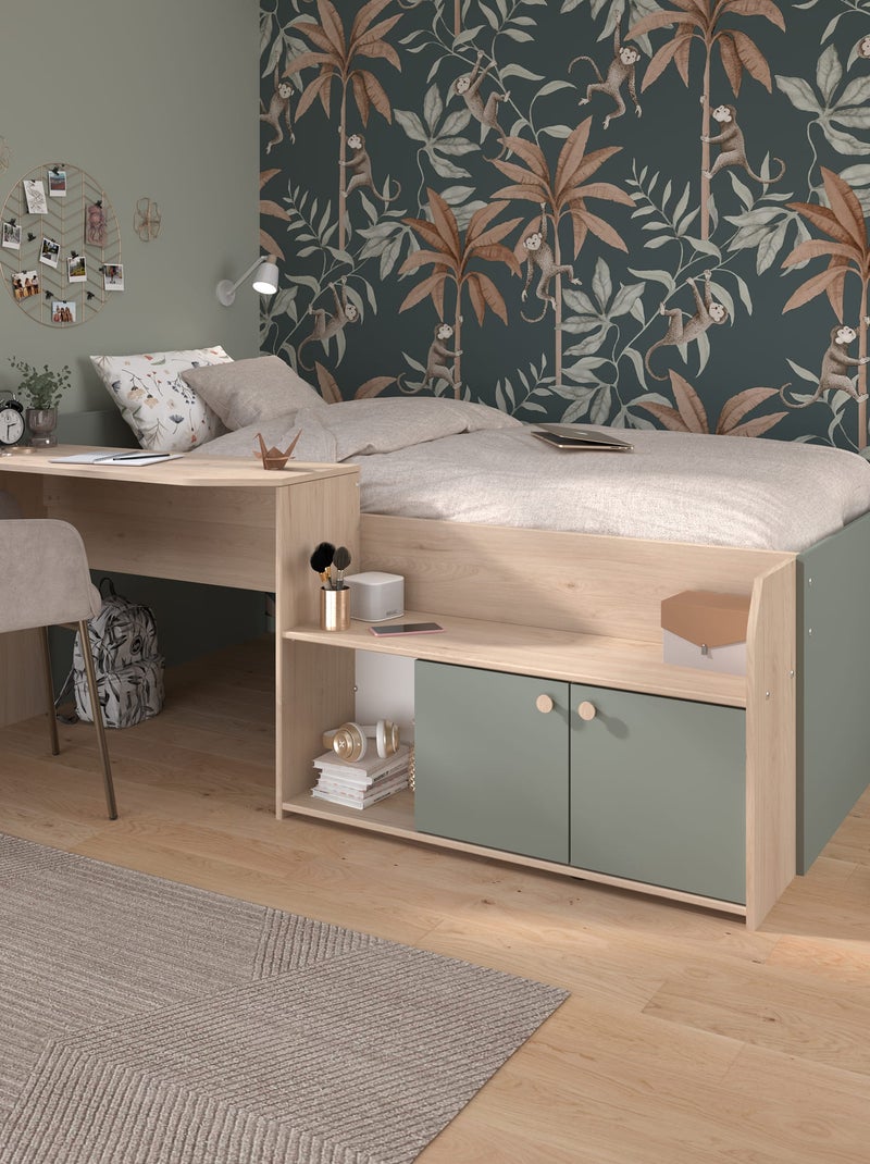 Lit enfant avec bureau et rangements Vert d'eau - Kiabi