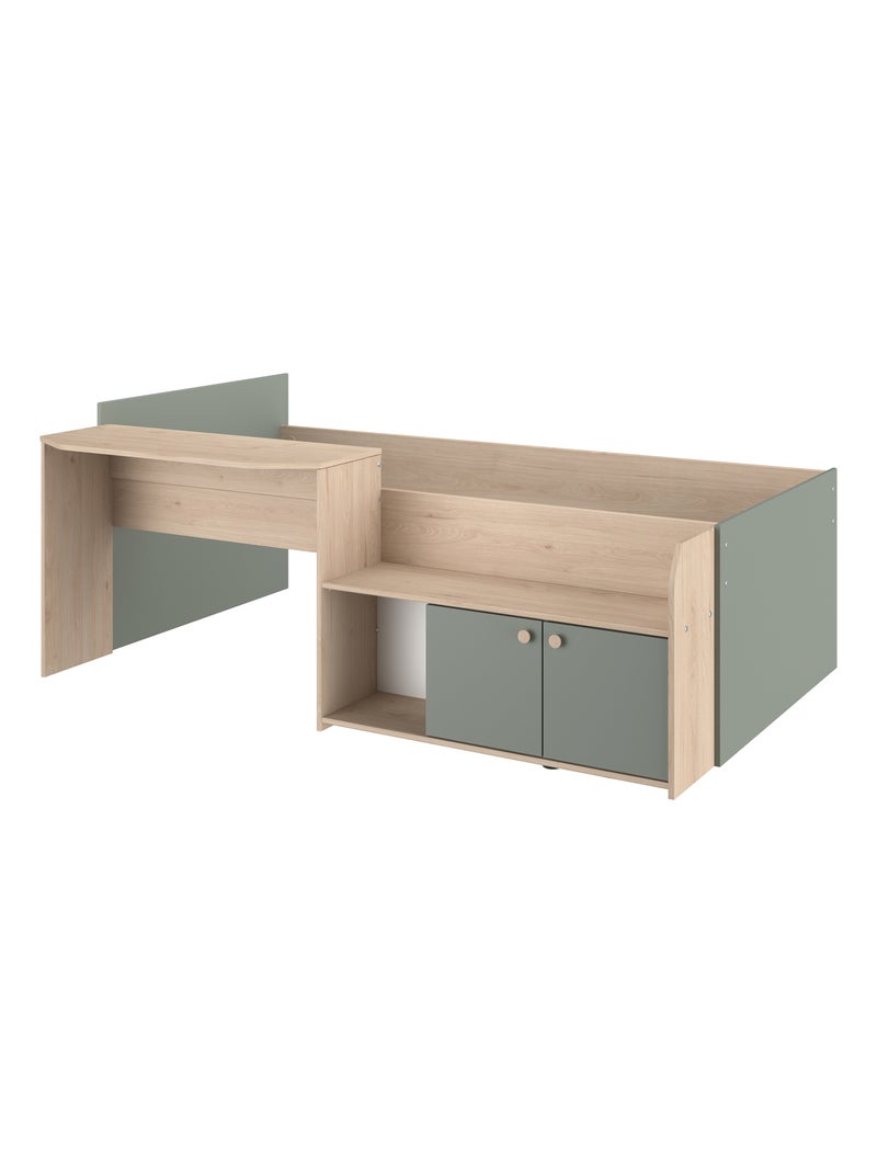 Lit enfant avec bureau et rangements Vert d'eau - Kiabi