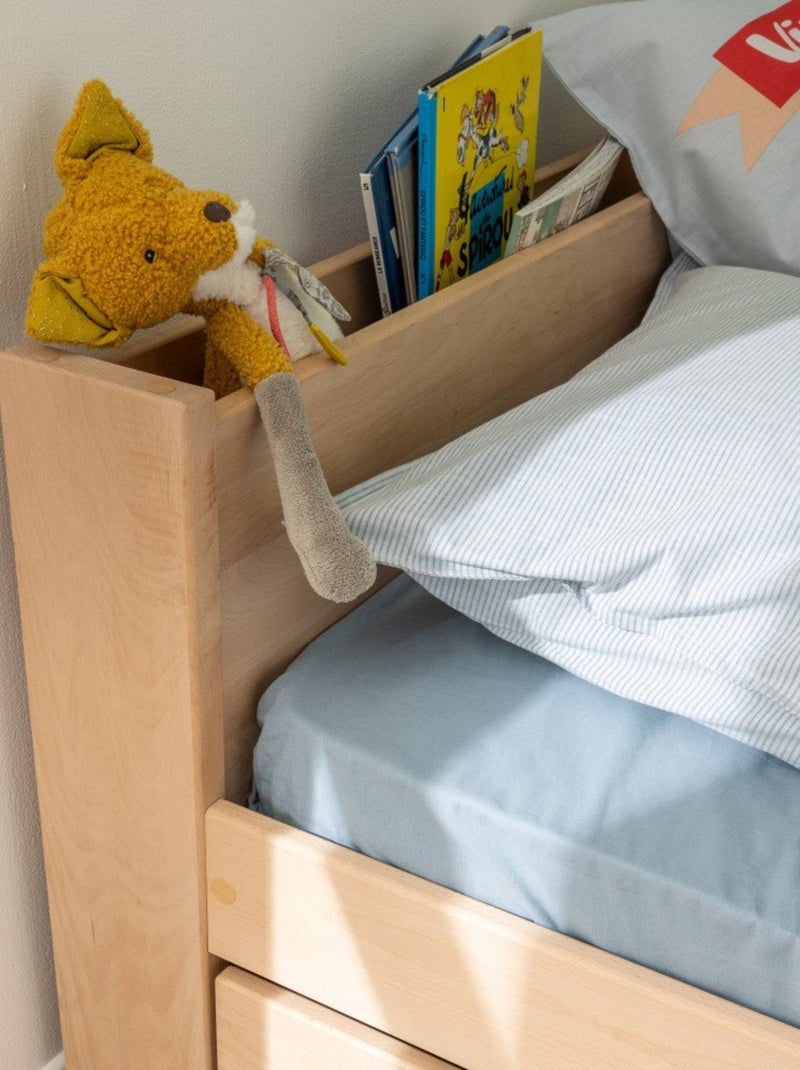 Lit enfant avec lit gigogne bois massif hêtre naturel  ARSÈNE Bois naturel - Kiabi