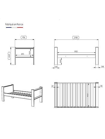 Lit enfant bois massif hêtre naturel ARSÈNE