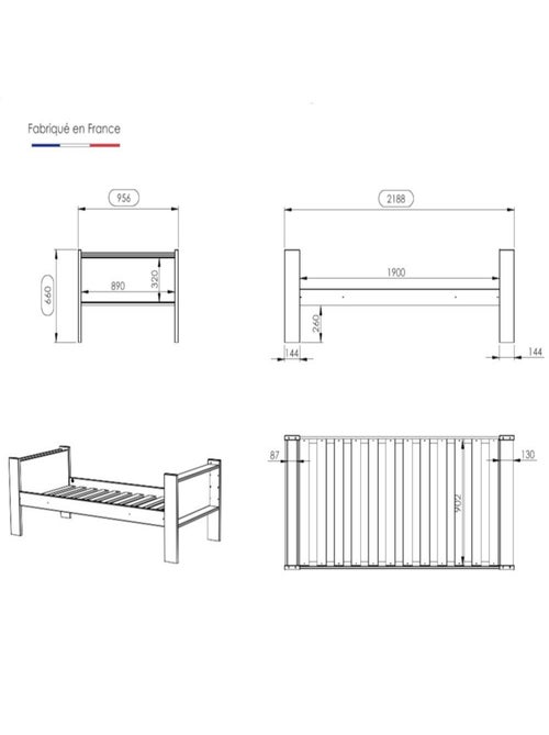 Lit enfant bois massif hêtre naturel  ARSÈNE - Kiabi