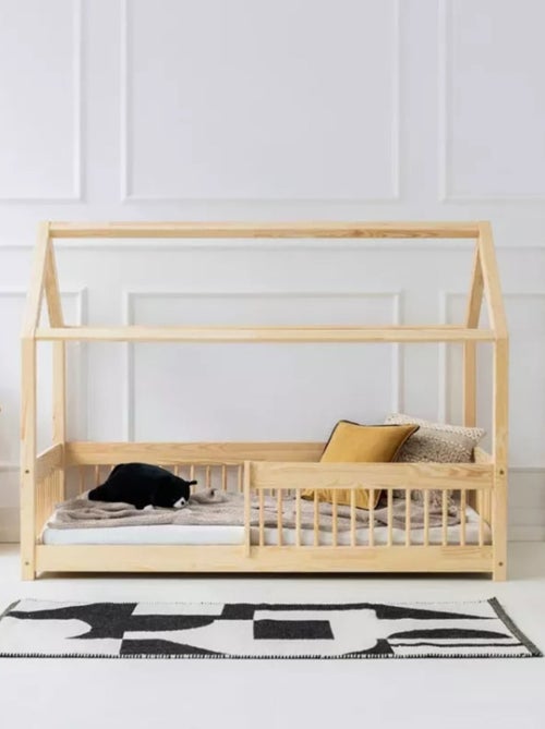Lit enfant cabane en bois Montessori Mila - Kiabi