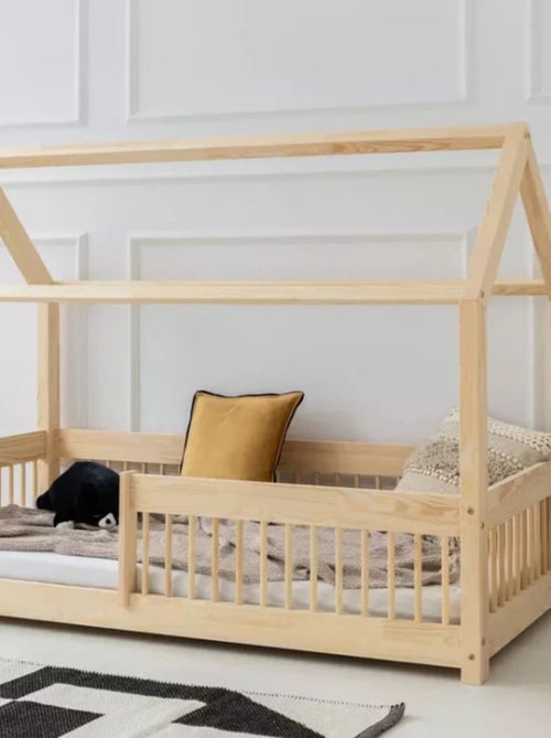 Lit enfant cabane en bois Montessori Mila - Kiabi