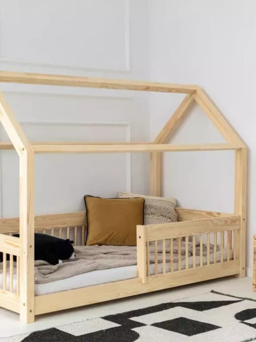 Lit enfant cabane en bois Montessori Mila - Kiabi