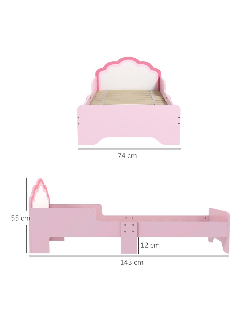 Lit enfant design girly motif nuage avec sommier à lattes rose blanc Rose - Kiabi