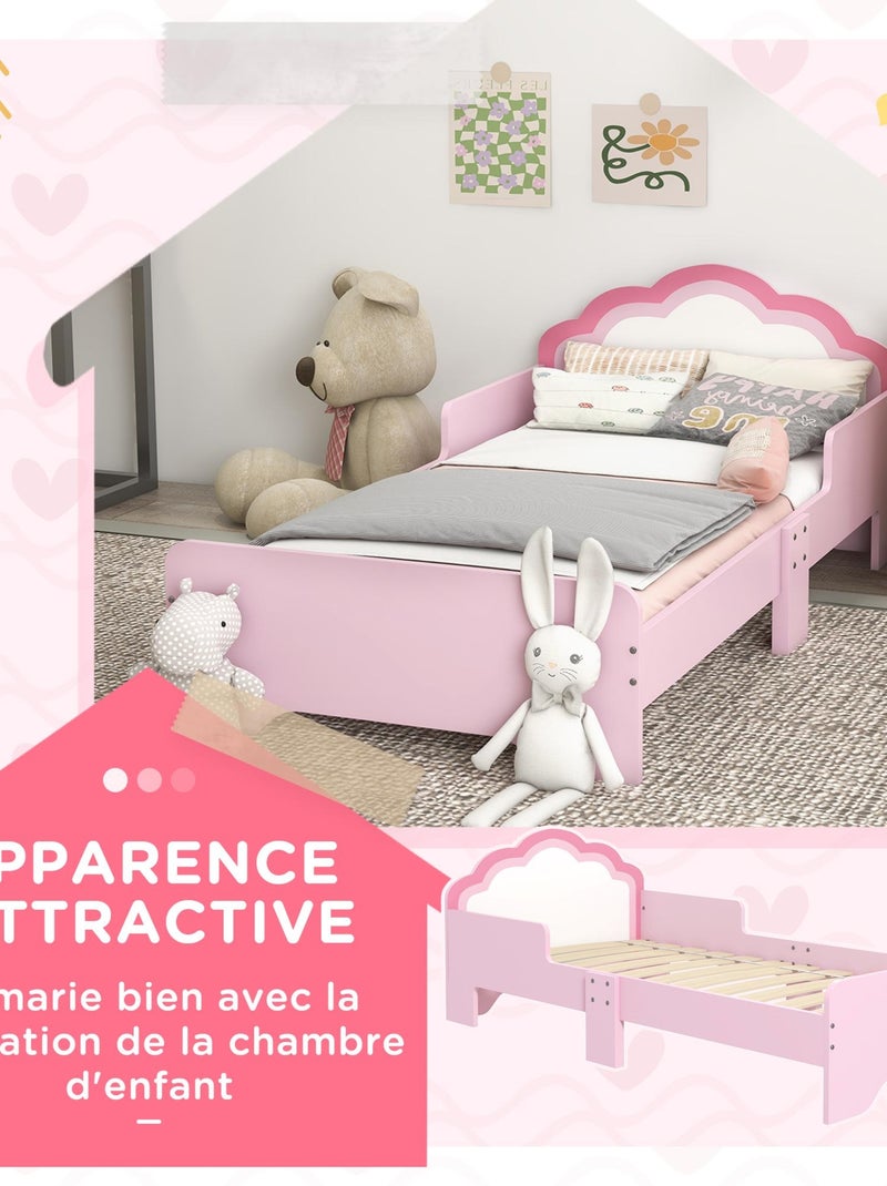Lit enfant design girly motif nuage avec sommier à lattes rose blanc Rose - Kiabi