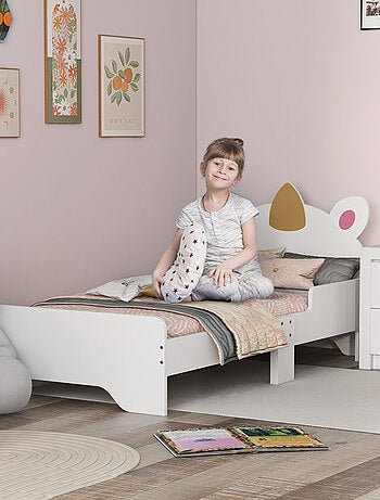 Lit enfant design licorne - sommier à lattes inclus - rose