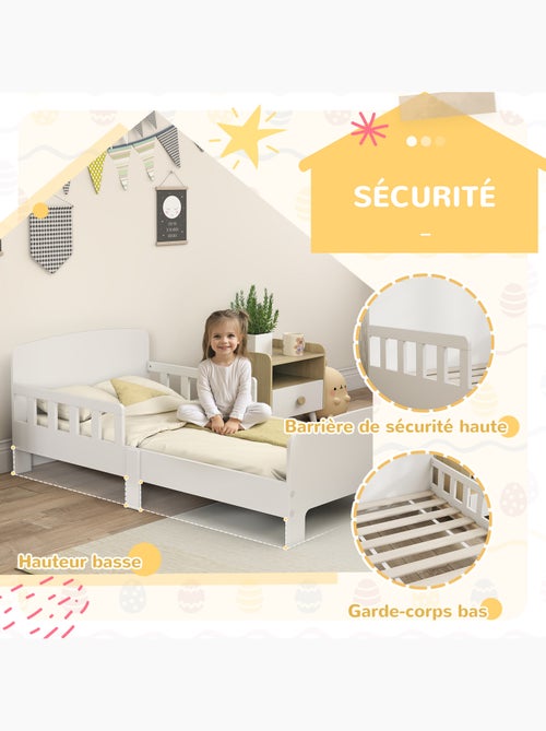 Lit enfant design maison - tête de lit, sommier lattes inclus - mdf blanc - Kiabi Lit enfant design maison - tête de lit, sommier lattes inclus - mdf blanc - Kiabi