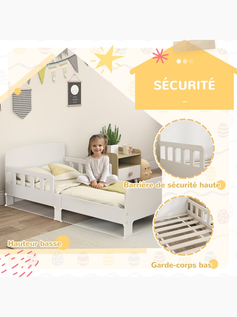 Lit enfant design maison - tête de lit, sommier lattes inclus - mdf blanc Blanc Blanc - Kiabi