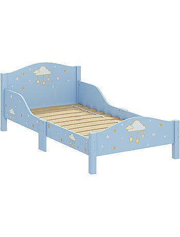 Lit enfant design nuage étoiles - sommier à lattes inclus - bleu