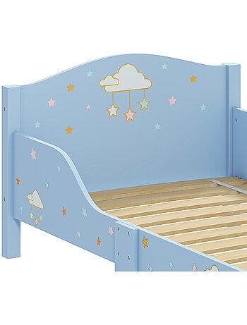 Lit enfant design nuage étoiles - sommier à lattes inclus - bleu