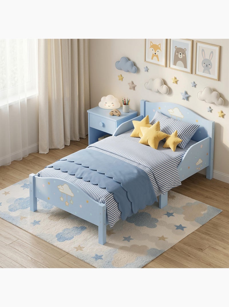Lit enfant design nuage étoiles - sommier à lattes inclus - bleu Bleu Bleu - Kiabi