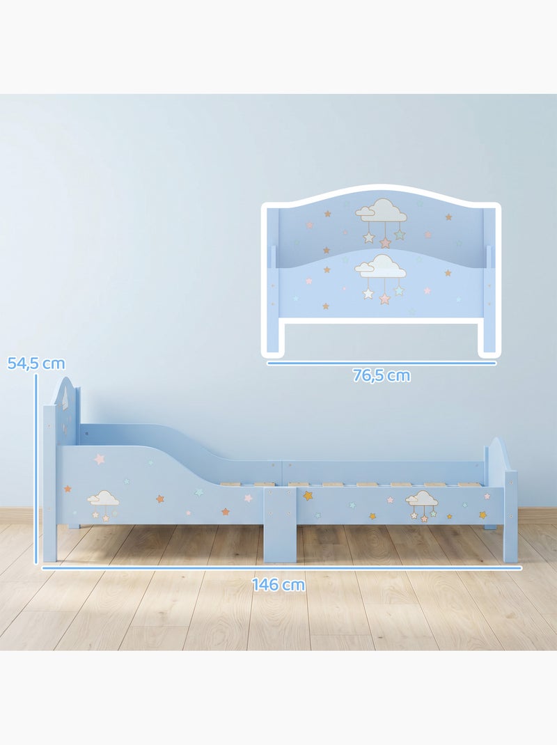Lit enfant design nuage étoiles - sommier à lattes inclus - bleu Bleu Bleu - Kiabi