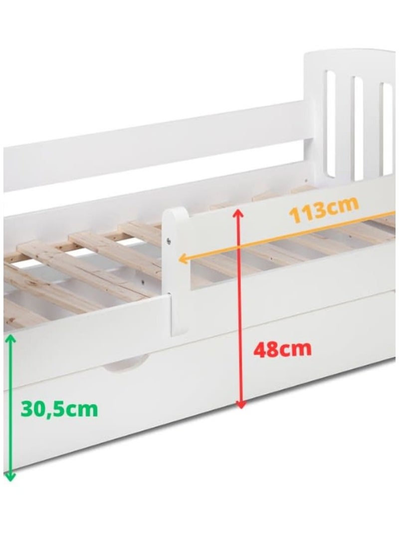 Lit enfant en bois YappyLux avec tiroir Blanc - Kiabi