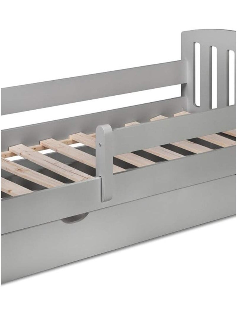 Lit enfant en bois YappyLux avec tiroir Gris clair - Kiabi
