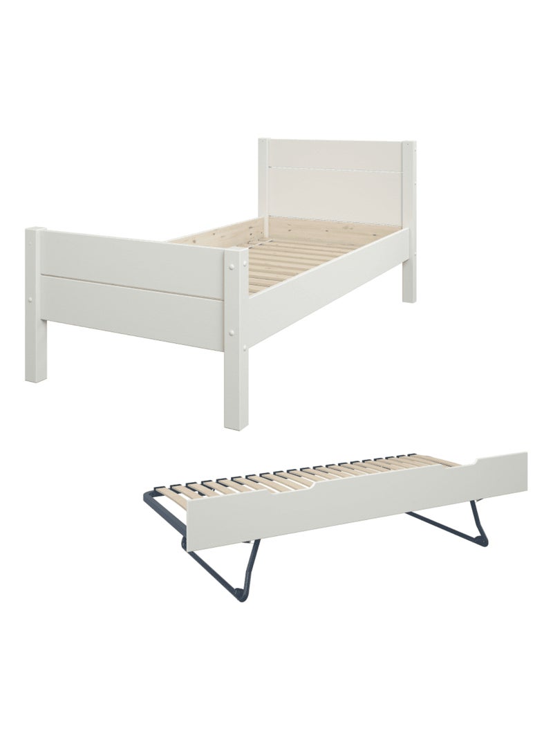 Lit enfant et lit gigogne pin massif  ACHILLE Blanc - Kiabi