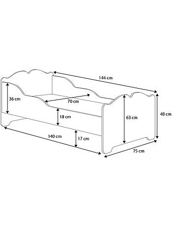 Lit enfant fille ALMENA avec matelas et cadre inclus