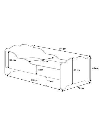 Lit enfant fille ALMENA avec tiroir matelas et cadre inclus