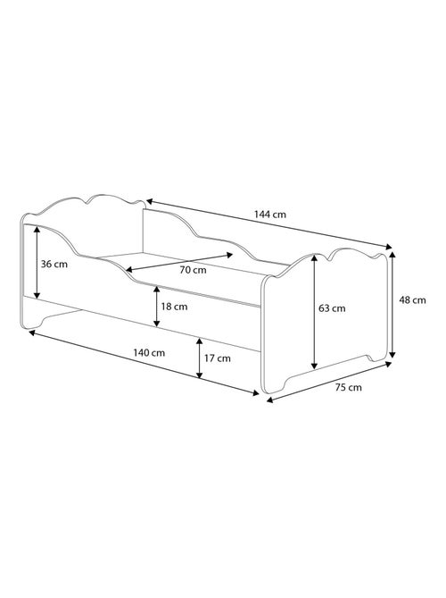 Lit enfant fille ALMENA avec tiroir matelas et cadre inclus - Kiabi
