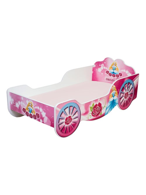 Lit enfant fille Calèche de Princesse avec matelas et sommier inclus - Kiabi
