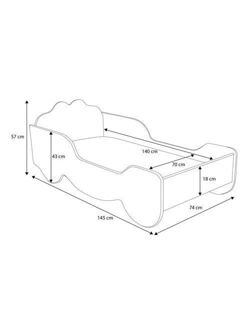 Lit enfant fille Calèche de Princesse avec matelas et sommier inclus - Kiabi