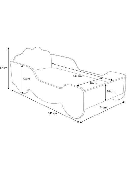 Lit enfant fille Calèche de Princesse avec matelas et sommier inclus - Kiabi