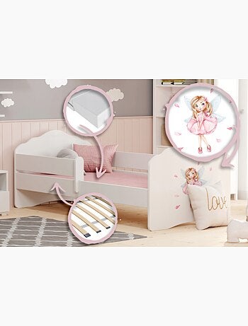 Lit enfant FIONA avec balustrade et matelas