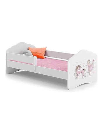 Lit enfant fille FIONA avec balustrade et matelas