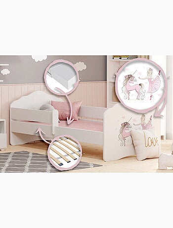 Lit enfant FIONA avec balustrade et matelas