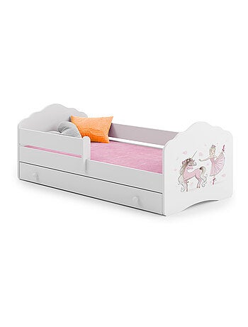 Lit enfant FIONA avec tiroir balustrade et matelas inclus