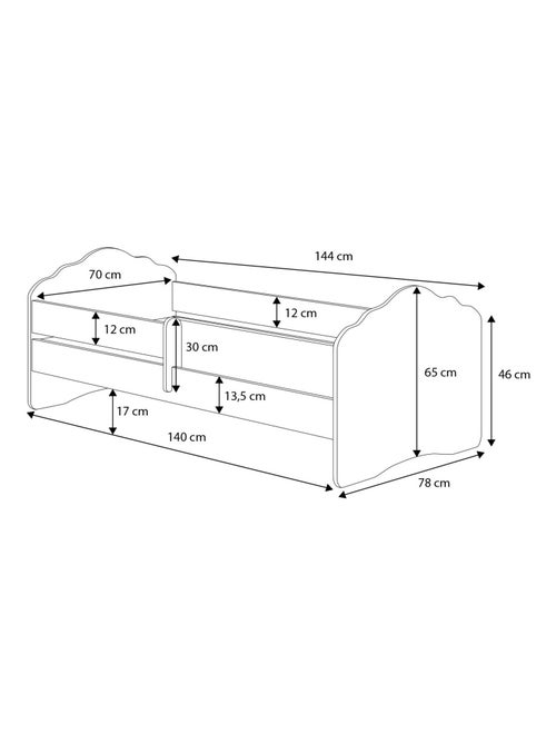 Lit enfant fille FIONA avec tiroir balustrade et matelas inclus - Kiabi