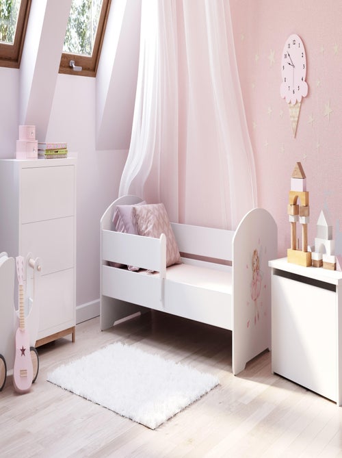 Lit enfant fille LOU avec balustrade et matelas inclus - Kiabi