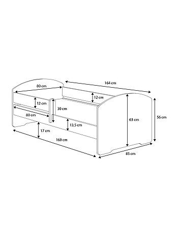Lit enfant fille LOU avec balustrade et matelas inclus