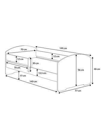 Lit enfant fille LOU avec tiroir balustrade et matelas inclus