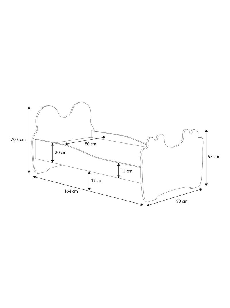 Lit enfant fille MOUNA avec matelas et cadre Blanc Rose - Kiabi