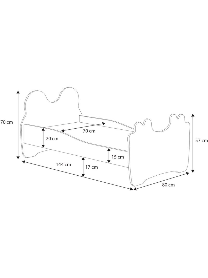 Lit enfant fille mouna avec tiroir matelas et cadre inclus Blanc Rose - Kiabi