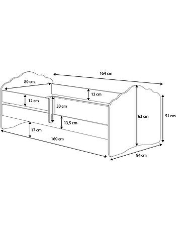 Lit enfant FIONA avec balustrade et matelas