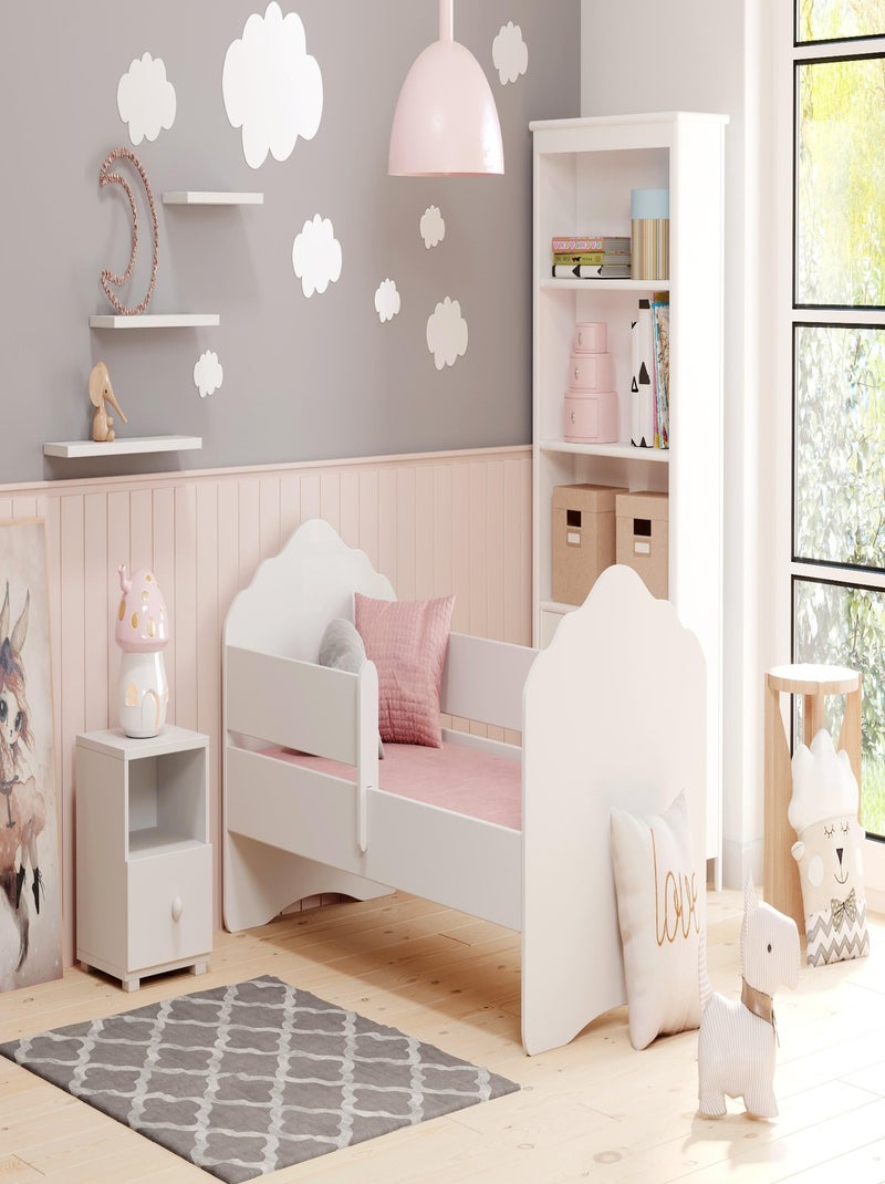 Lit enfant FIONA avec balustrade et matelas Blanc - Kiabi