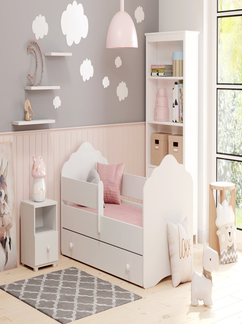 Lit enfant FIONA avec tiroir balustrade et matelas inclus Blanc - Kiabi